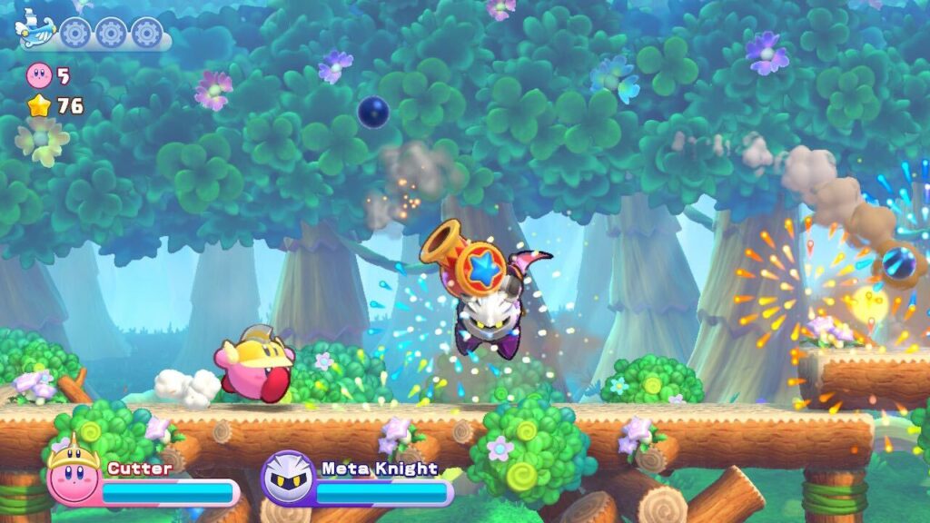 Kirby and Meta Knight in Kirby's Return to Dream Land Deluxe