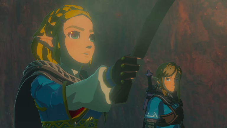 Link and Zelda exploring underground caverns